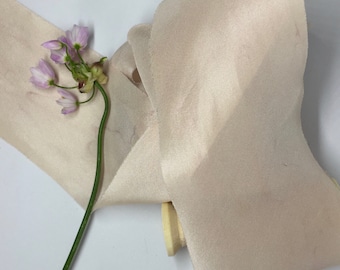 BLUSH hand dyed silk habotai ribbon//plantdye//ecodyed//wedding ribbon//bouquet ribbon//styling ribbon//photo prop//gift ribbon//pink//peach