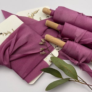 Ruban habotai de soie teint à la main CLOUDY HIBISCUS//couleur écologique//ruban de mariage//ruban à coiffer//accessoire photo//ruban de pure soie//rose//mauve//cerise