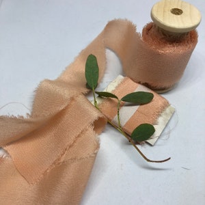 BALLET SHOES hand dyed silk crepe de chine ribbon//plant dyed//wedding ribbon//bouquet ribbon//styling ribbon/gift ribbon//pink//peach