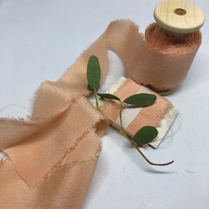 BALLET SHOES hand dyed silk crepe de chine ribbon//plant dyed//wedding ribbon//bouquet ribbon//styling ribbon/gift ribbon//pink//peach