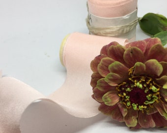 ROSE BLUSH plant dyed silk ribbon//hand dyed//wedding ribbon//bouquet ribbon//styling//gift ribbon//pink//blush