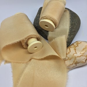 APRICOT plant dyed silk crepe ribbon//hand dyed//wedding ribbon//bridal ribbon//styling ribbon//stationery ribbon//photo prop//peach