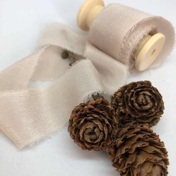 PEARL PINK hand dyed silk crepe de chine ribbon//plant dyed//wedding ribbon//bouquet ribbon//styling ribbon//photo prop//gift ribbon//pink