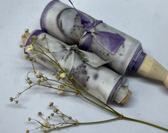 BOTANICAL NO.19 hand dyed silk habotai ribbon//plant dyed//eco dyed//wedding ribbon//bouquet ribbon//styling ribbon//photo prop//gift ribbon