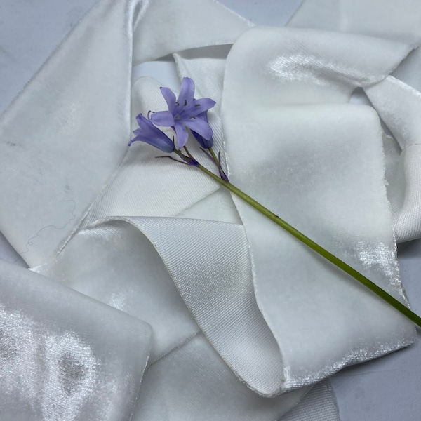 WHITE undyed silk velvet ribbon//white//bridal ribbon//styling ribbon//photo prop//gift ribbon