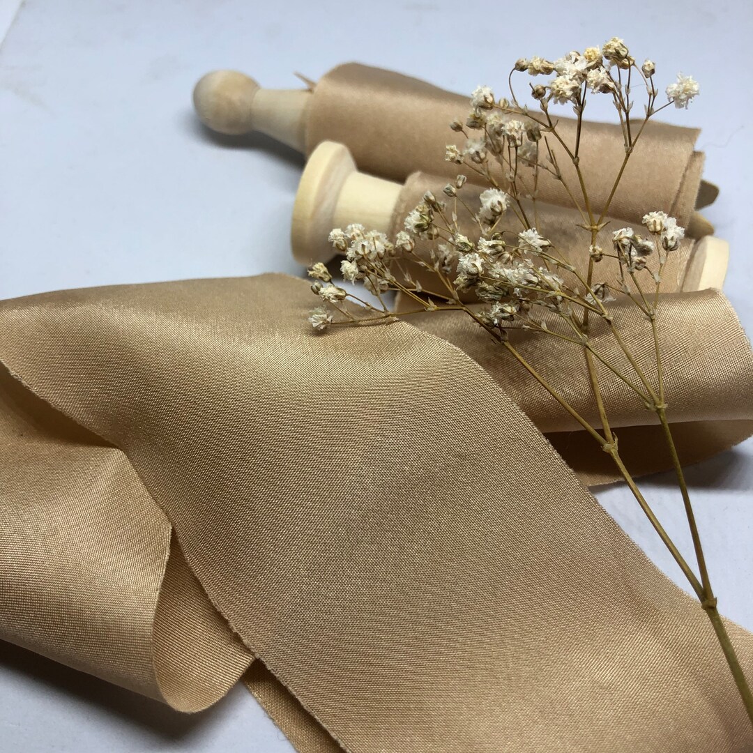 SAND Hand Dyed Silk Habotai Ribbon//plant Dyed//wedding Ribbon//bouquet ...