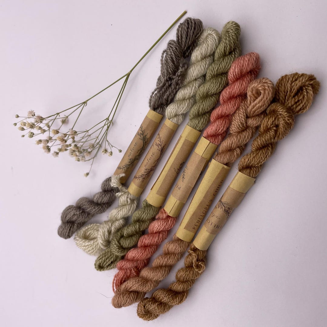 SILK/WOOL Blend Embroidery Thread Set of Earth Tones Naturally Dyed ...