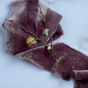 PLUM hand dyed silk backed velvet ribbon//plant dyed//eco dyed//wedding ribbon//bouquet ribbon//styling ribbon//photo prop//gift ribbon