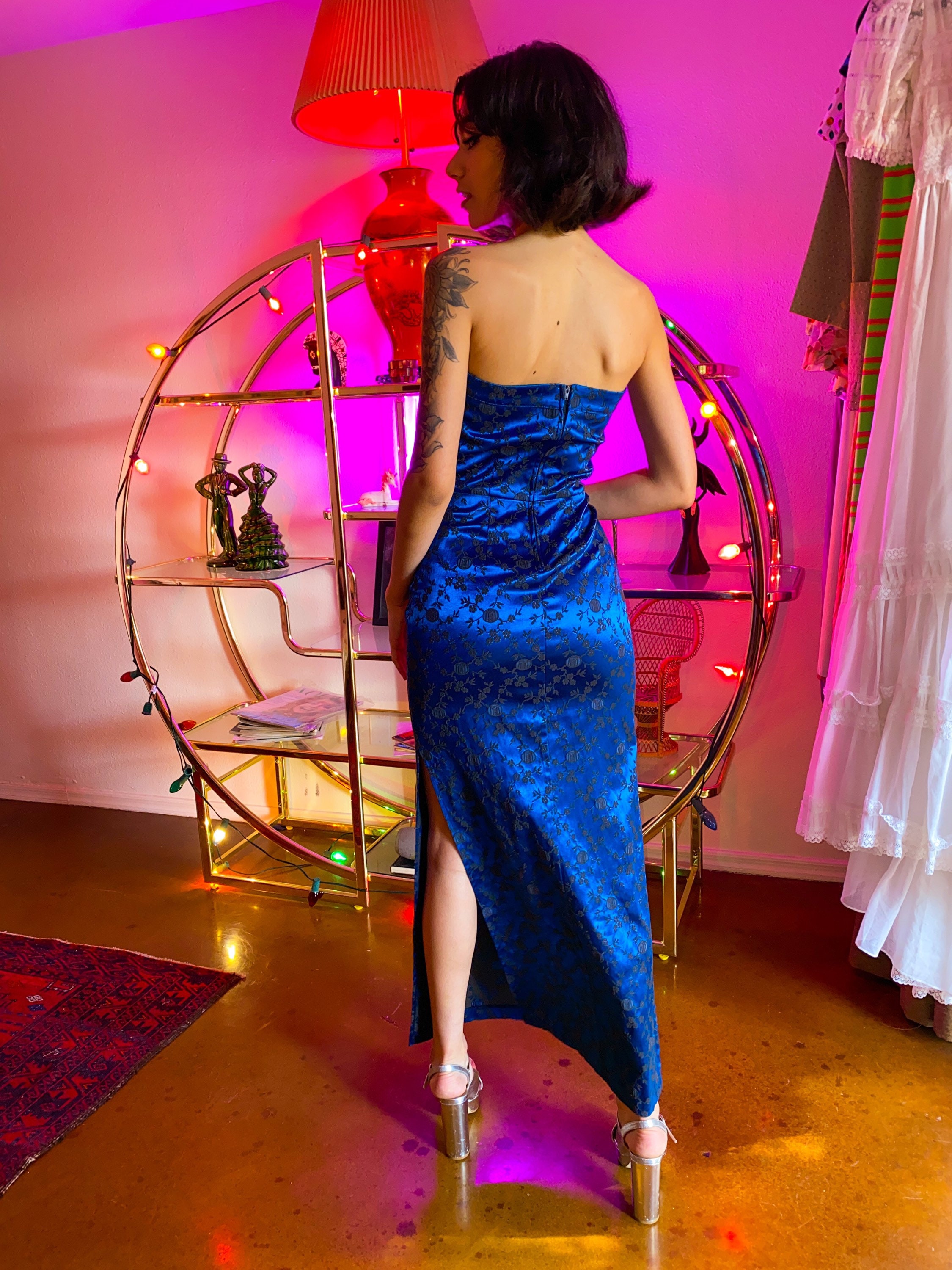 Vintage 'L.A. GLO' Geisha Peacock Blue Sexu Tube Dress Etsy