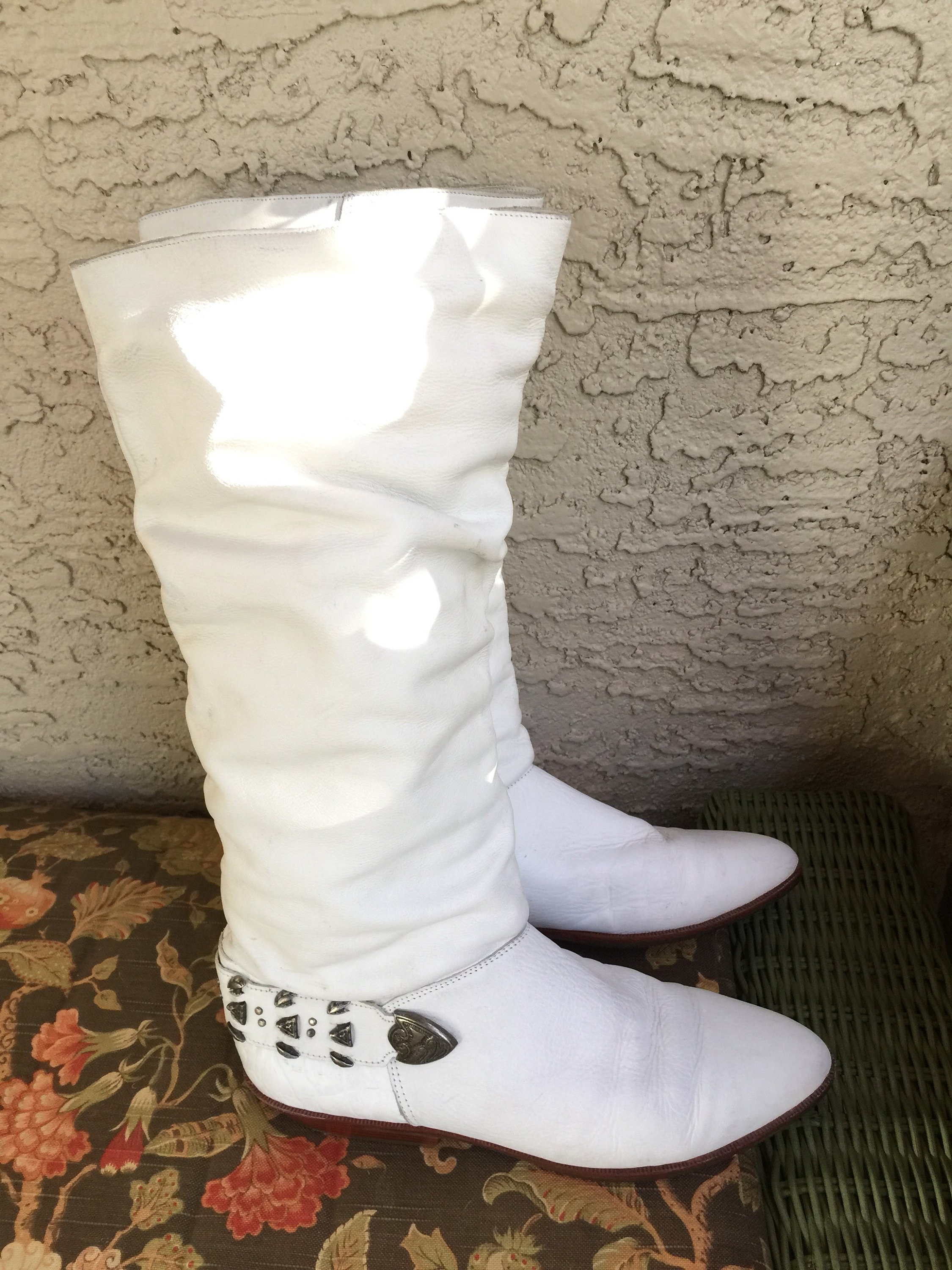 tall white boots cheap