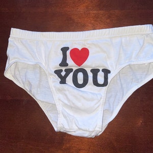 Vintage &#39;I LOVE YOU&#39; Deadstock 70&#39;s Unisex Mens Underwear Brief Boyfriend Shorts