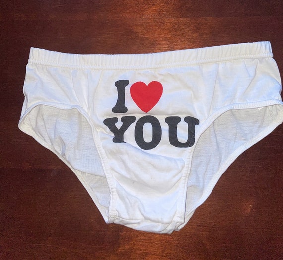 Vintage 'I LOVE YOU' Deadstock 70's Unisex Mens Underwear Brief Boyfriend Shorts