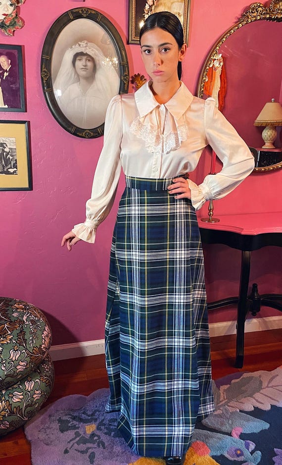 High waisted plaid skirt vintage hotsell