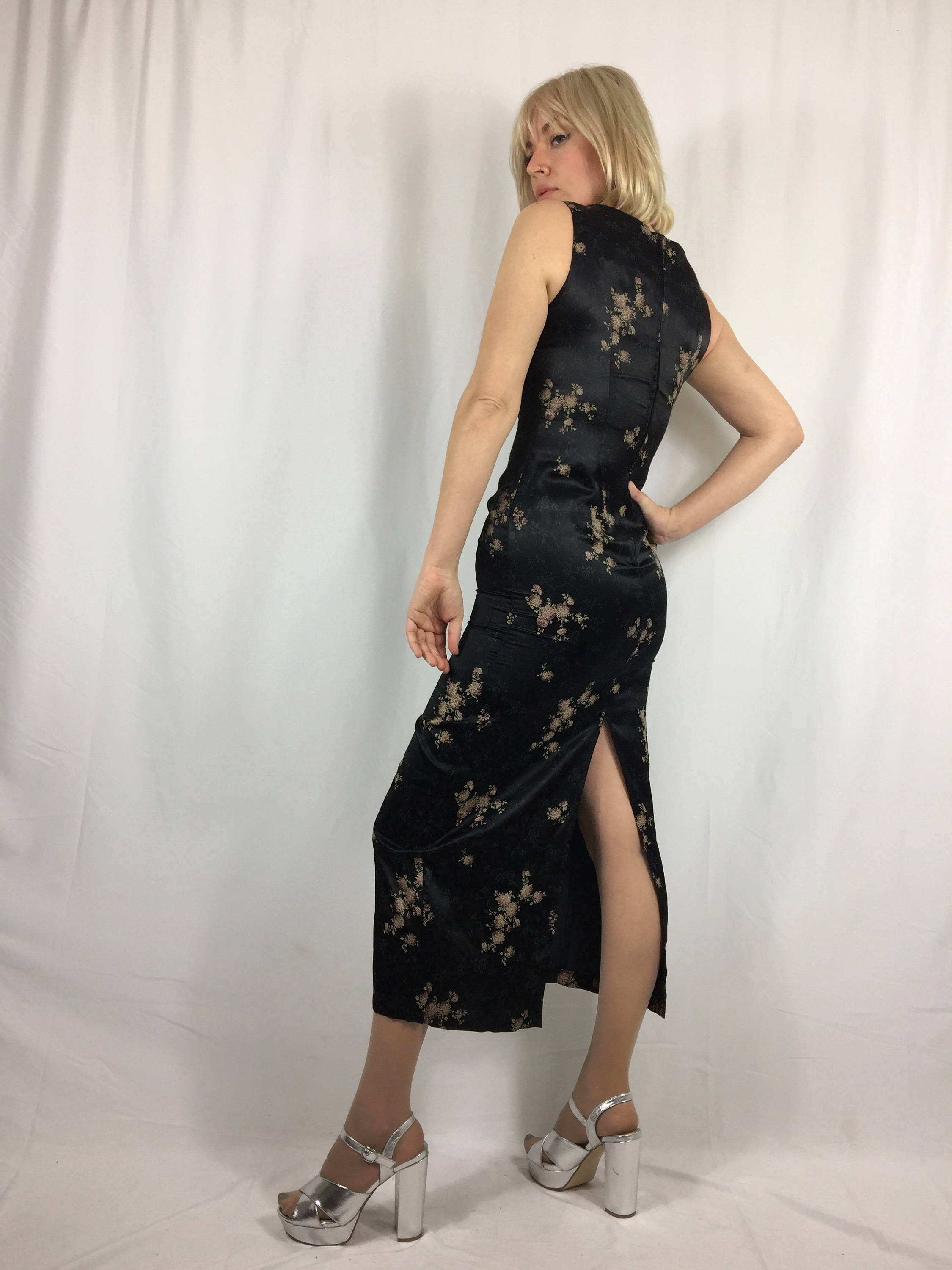 Vintage 90's 'All That Jazz' Black Dress Satin Geisha Goth