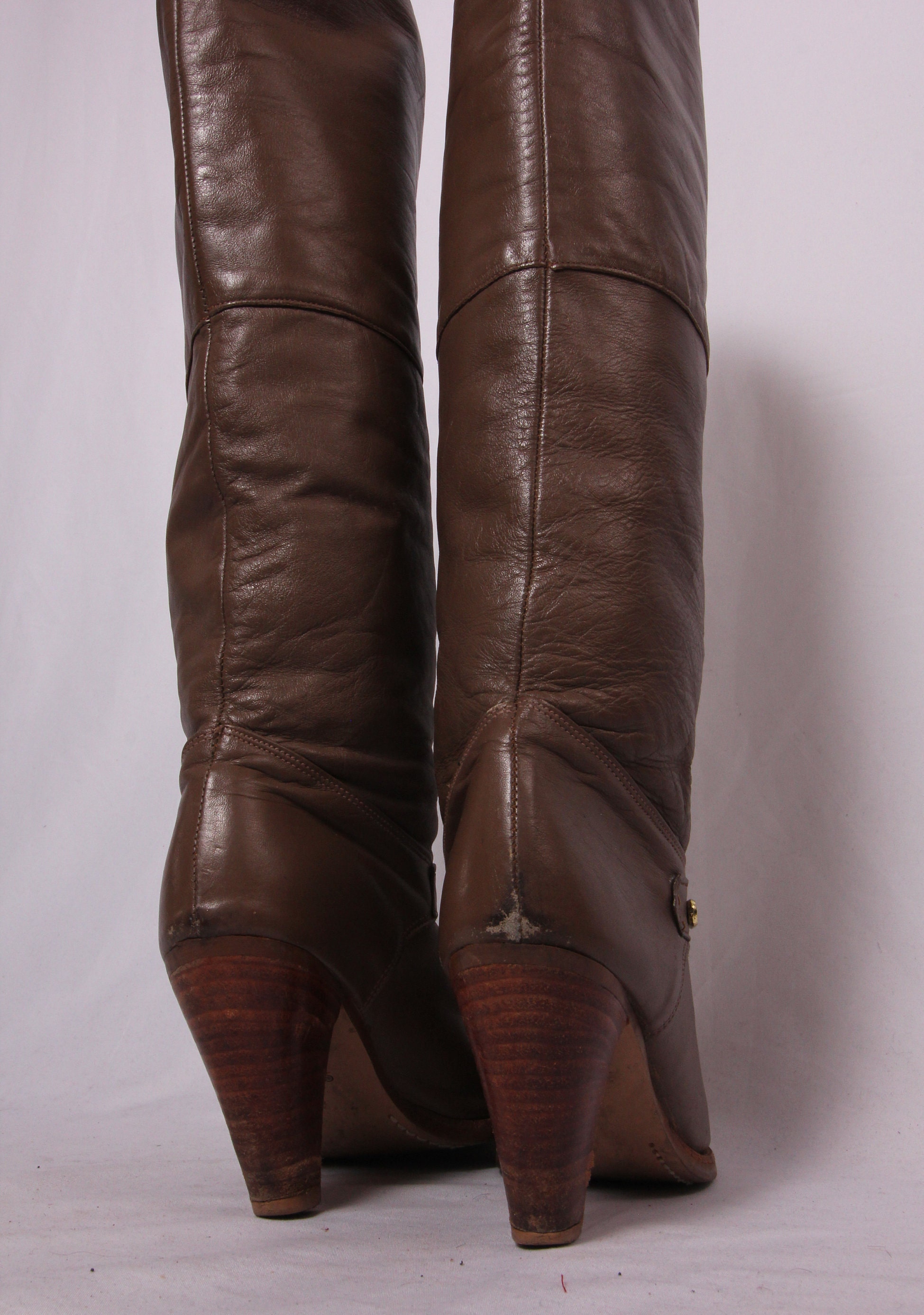 Vintage 'Dingo' Tall Thigh High Brown Leather Boots | Disco | Boho ...