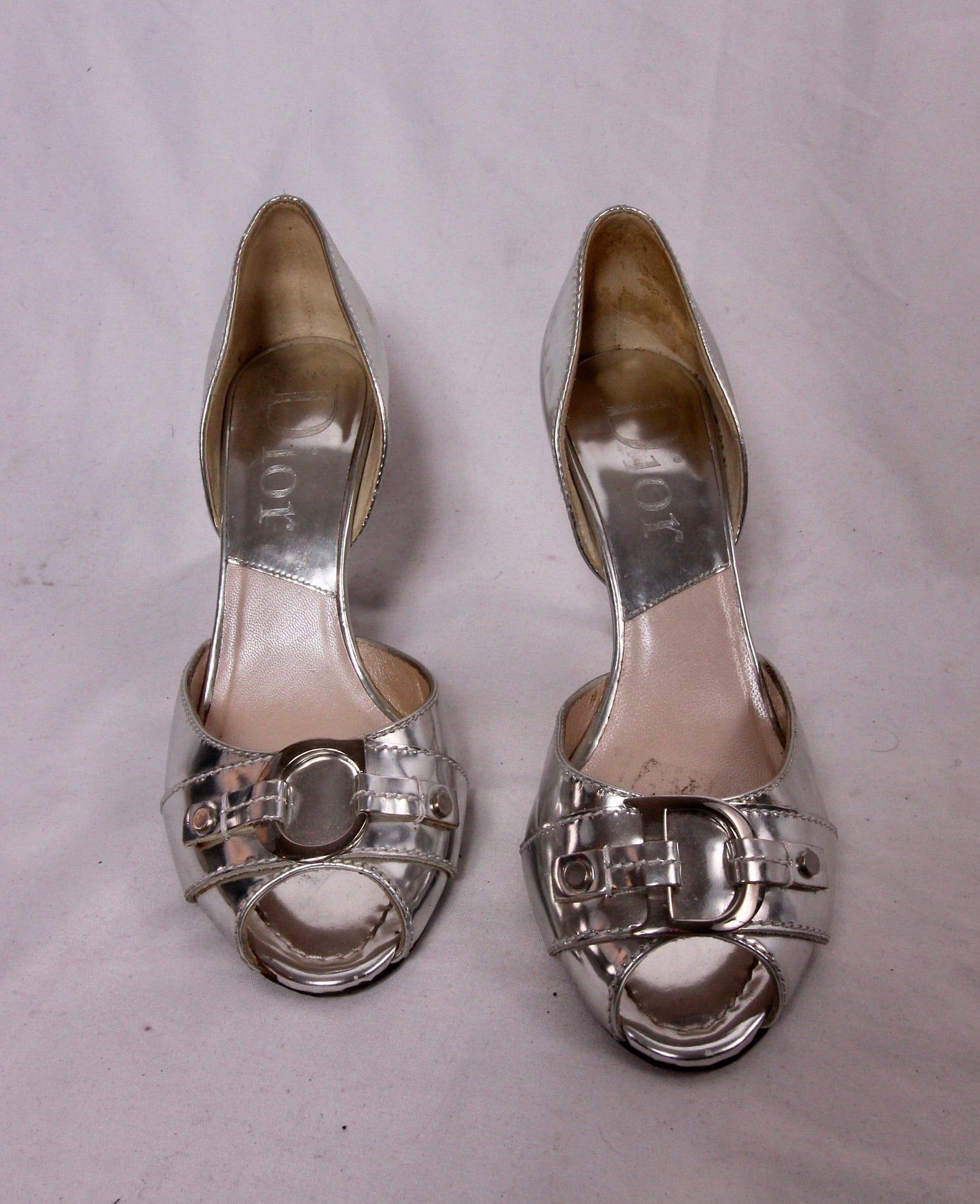 dior heels silver