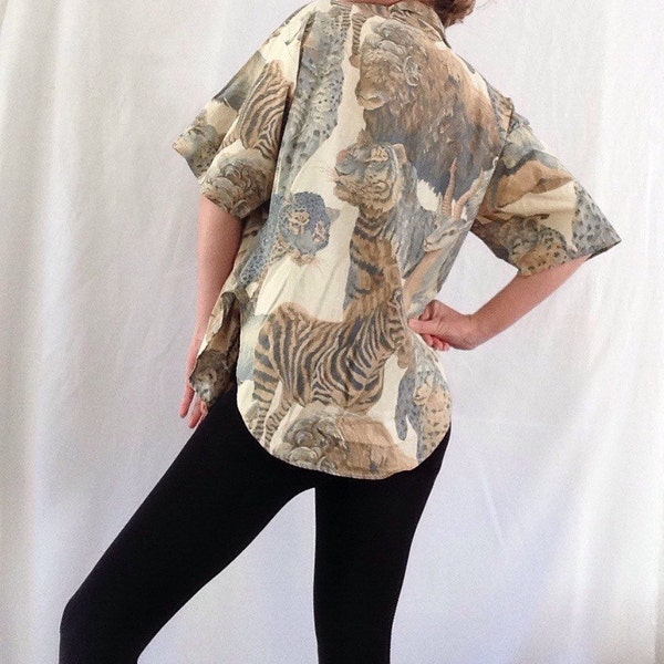 Vintage Mirrors Unisex Blouse | Safari | Zebra | Buffalo | Wild | Animal | Neutral | Tiger | Leopard