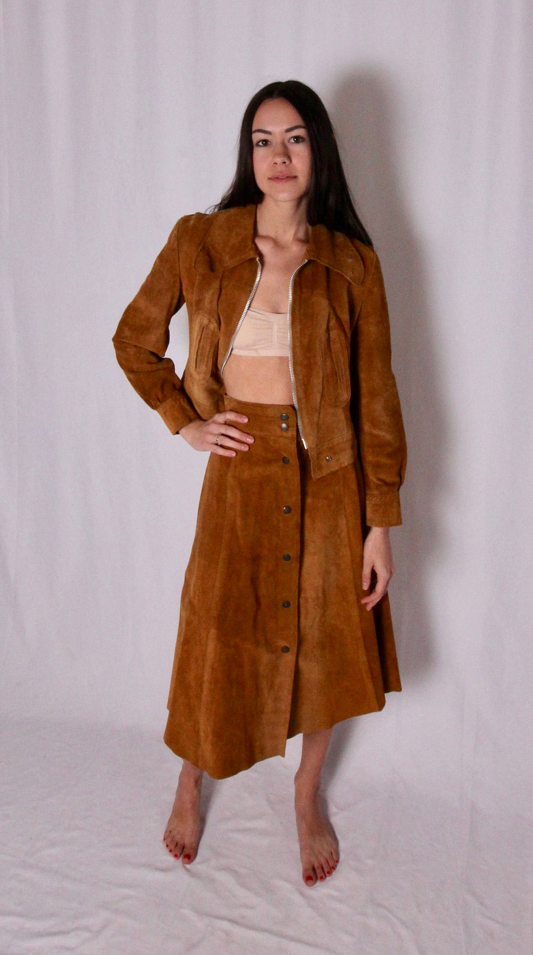 【70s】Vintage Suede Leather Jacket USA製 VTG 70s/80s Genuine Leather Suede Sherpa Lined Hooded Full