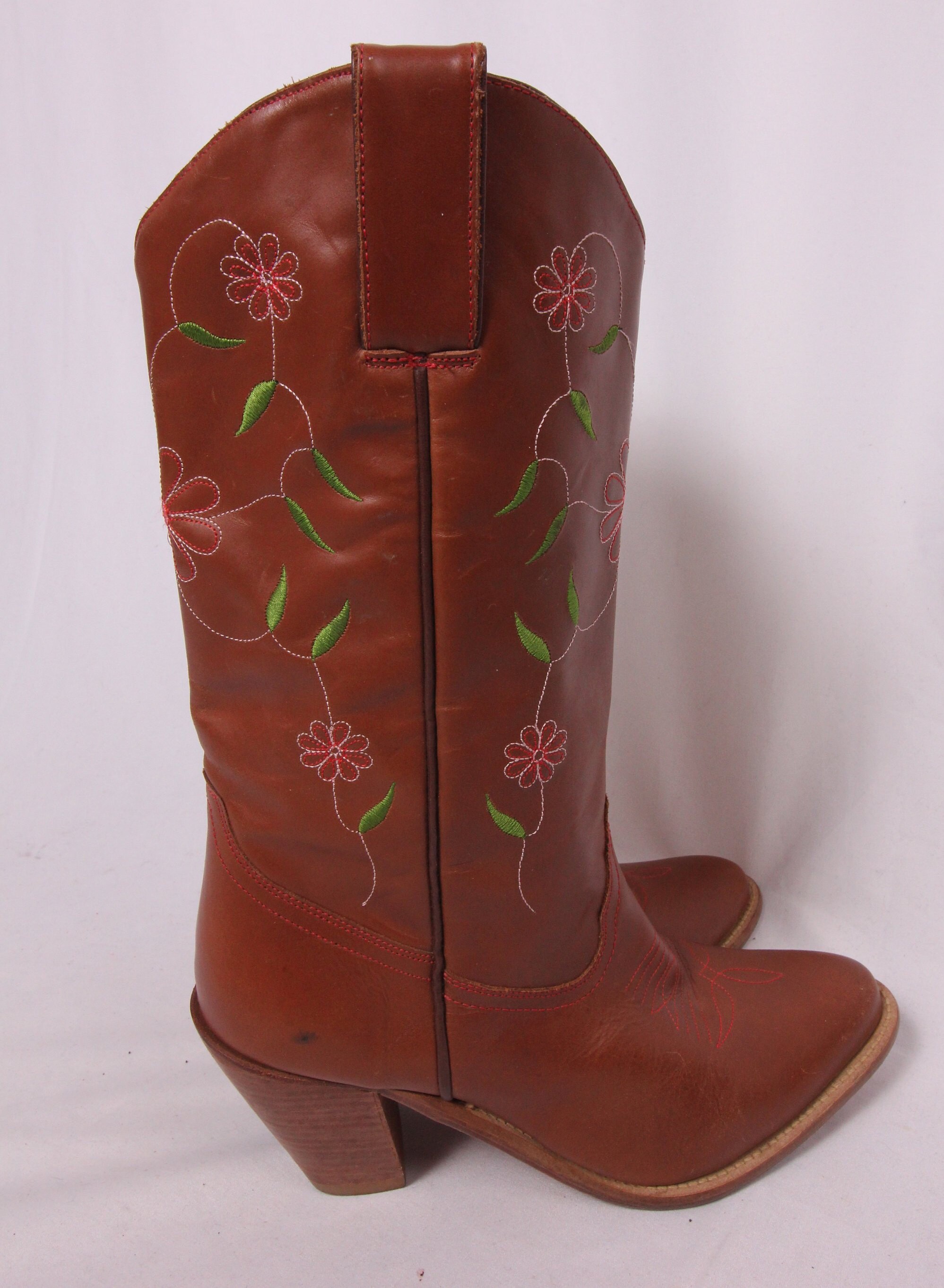 pink and green cowboy boots