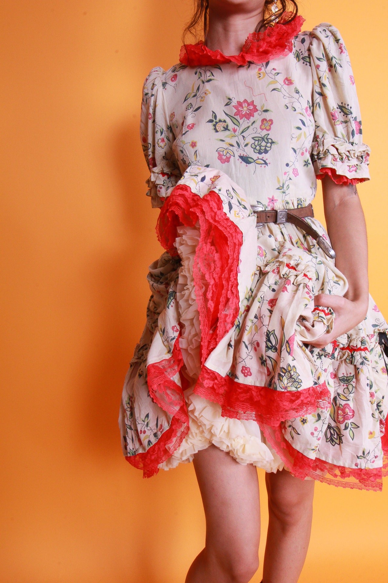 Vintage Boho Country Girl Dress Prairie Dress Line Dancing