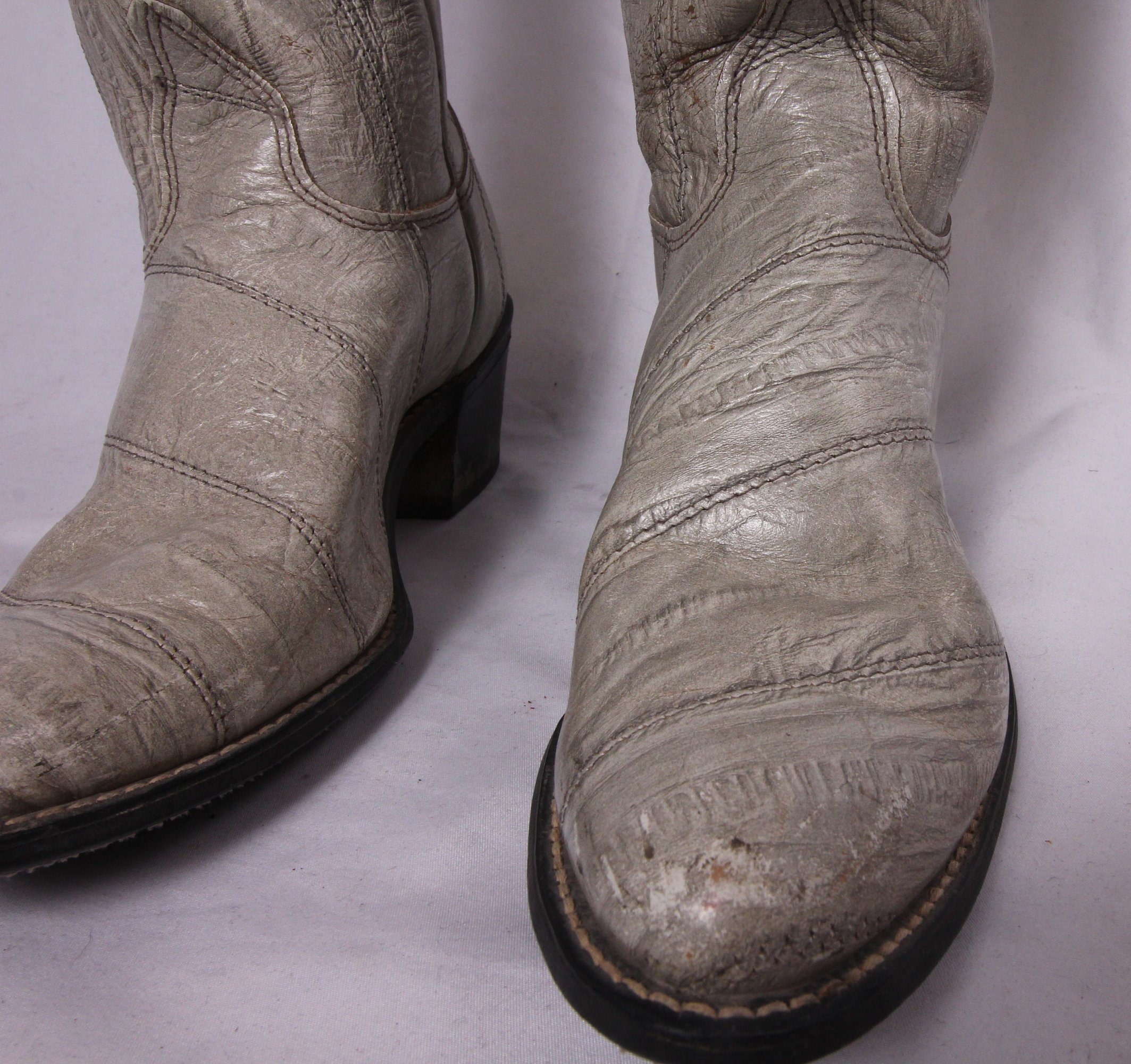 Vintage 'Kenny Rogers' Grey Eel Skin Cowboy Boots Western Boots Cowgirl Country Punk
