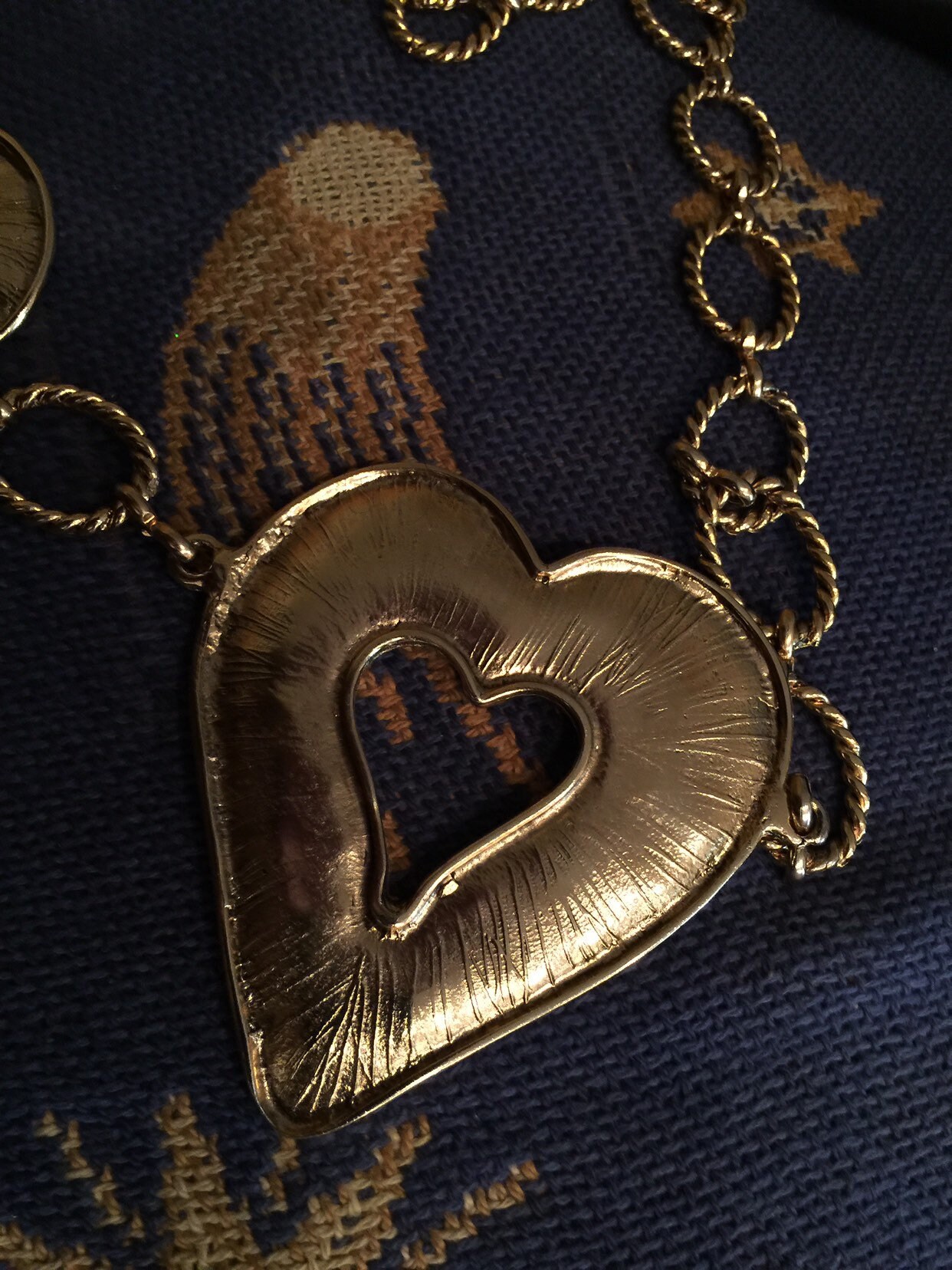 Vintage Gold Chain Large Heart Waist Belt Adjustable Valentines