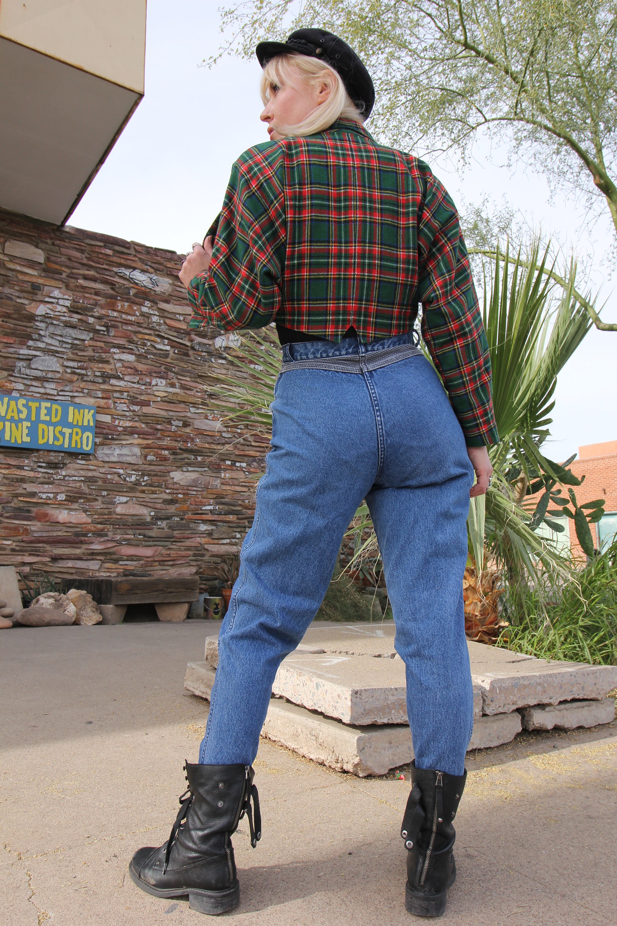Reserved - Vintage Red and Green Scottish Plaid Crop  