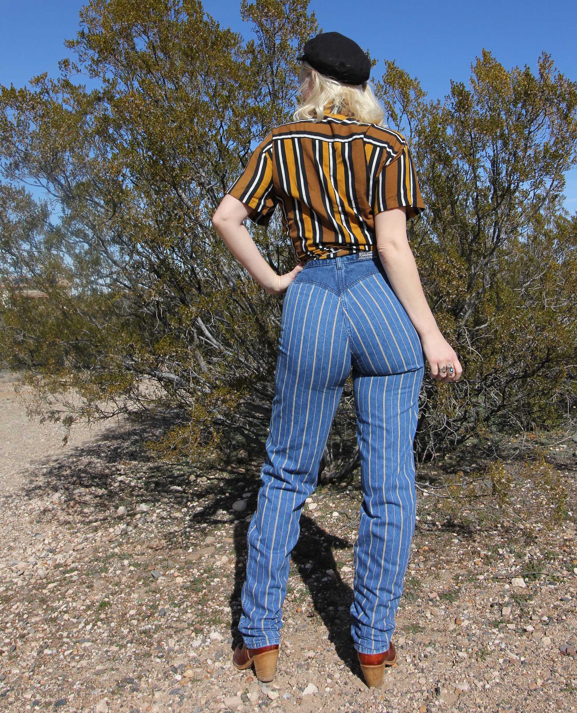 Vintage Made in USA 'Rocky Mountain' High Waisted Striped Jeans Boho