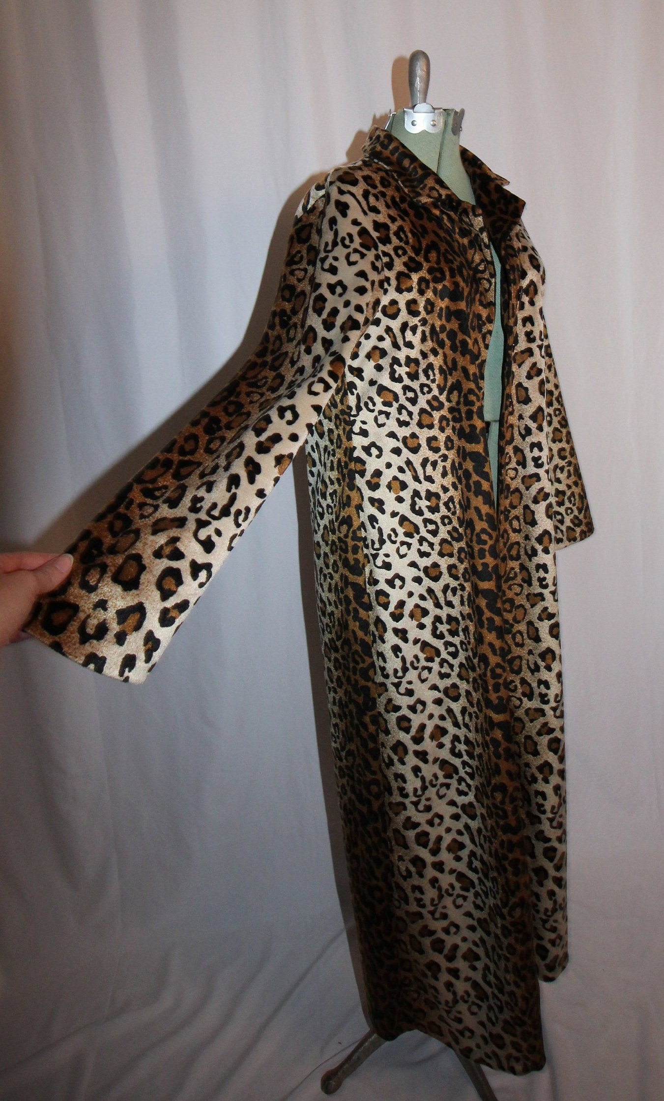 Vintage 90's 'Sense' Full Length Velvet Leopard Coat Vintage 90's 'Sense' Full Length Velvet Leopard Coat