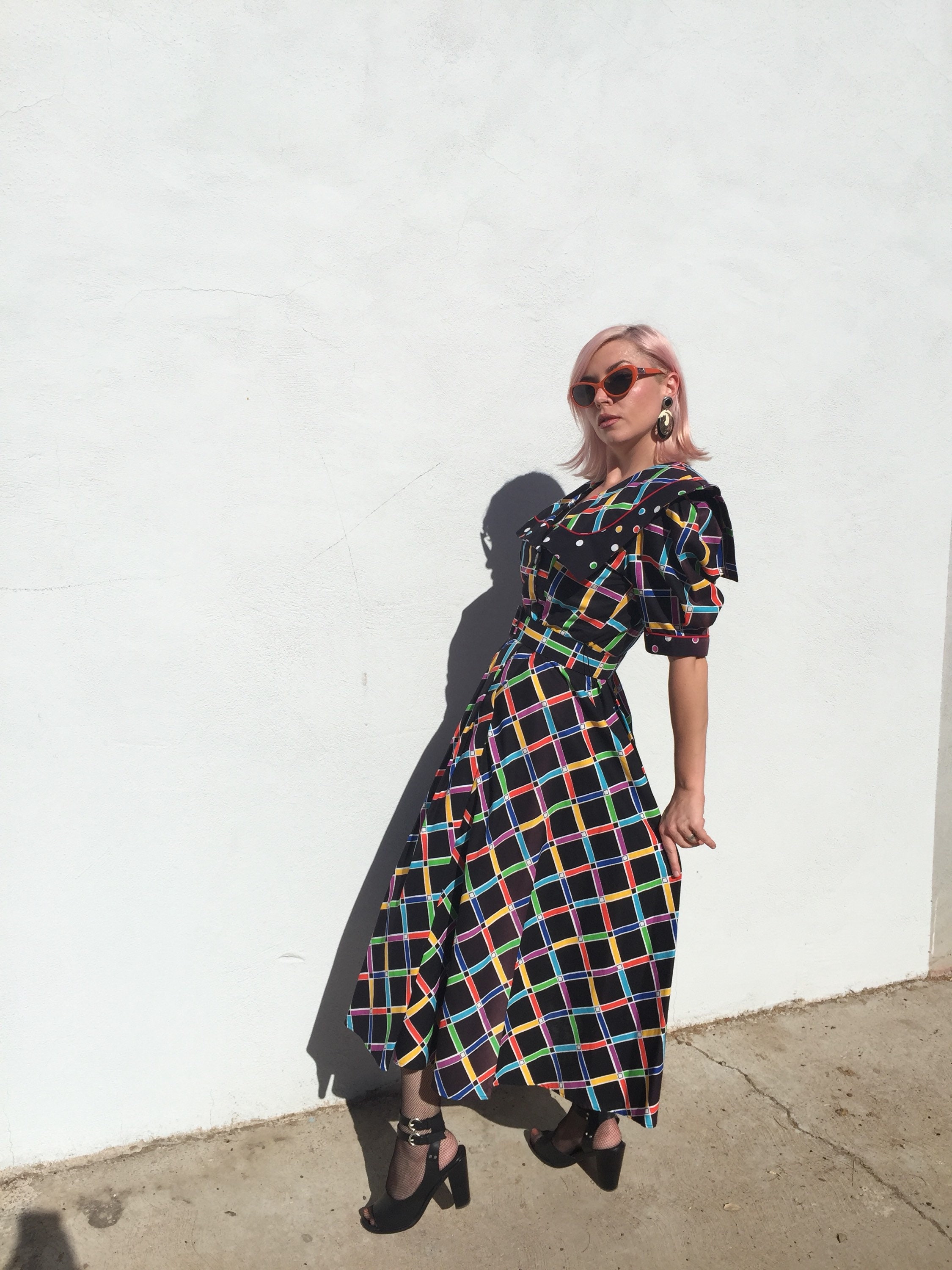 black dress with rainbow stripe