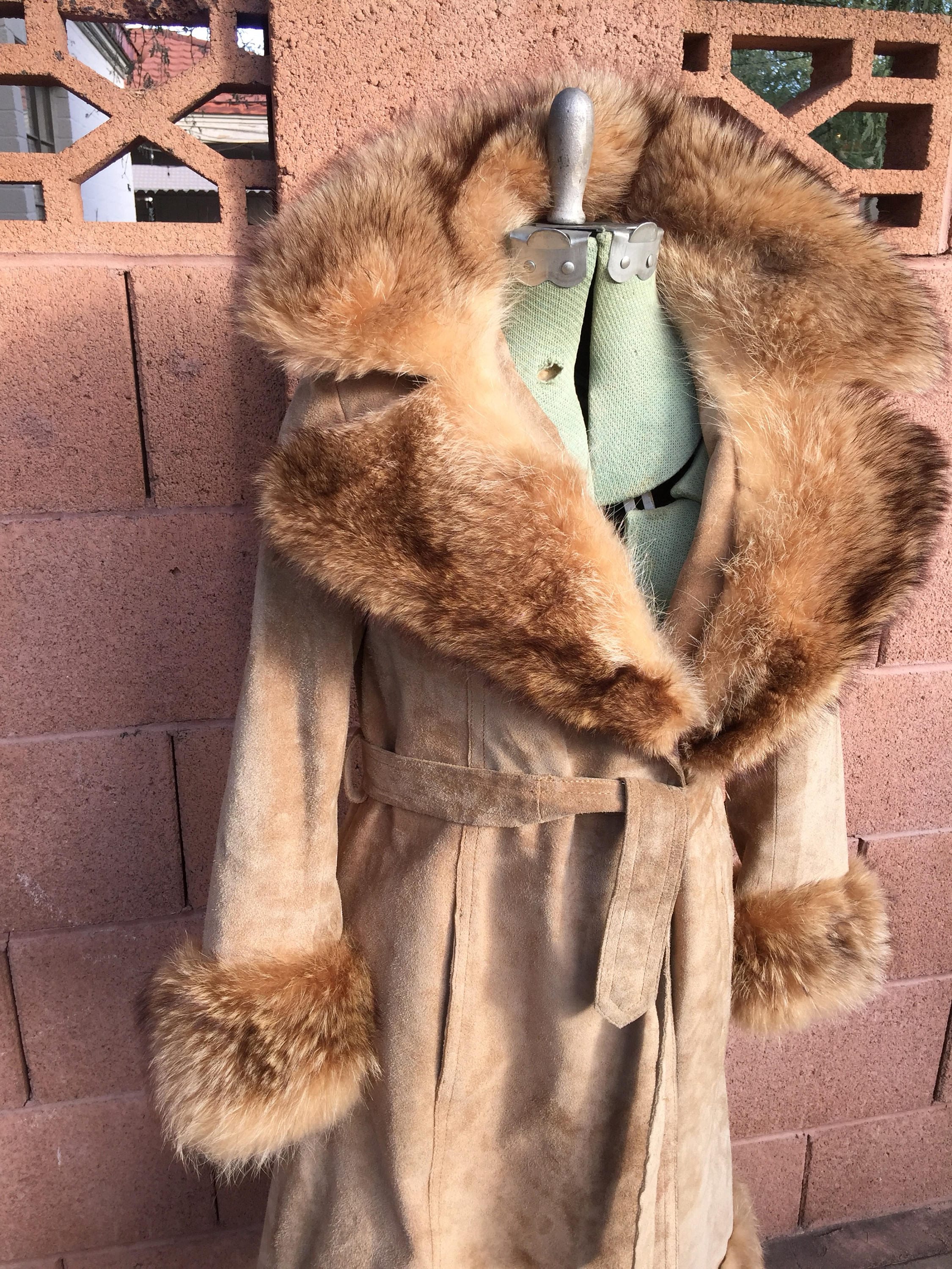 Vintage Penny Lane Coat | Fur Cuff | Fur Collar | Suede | Brown | Boho ...