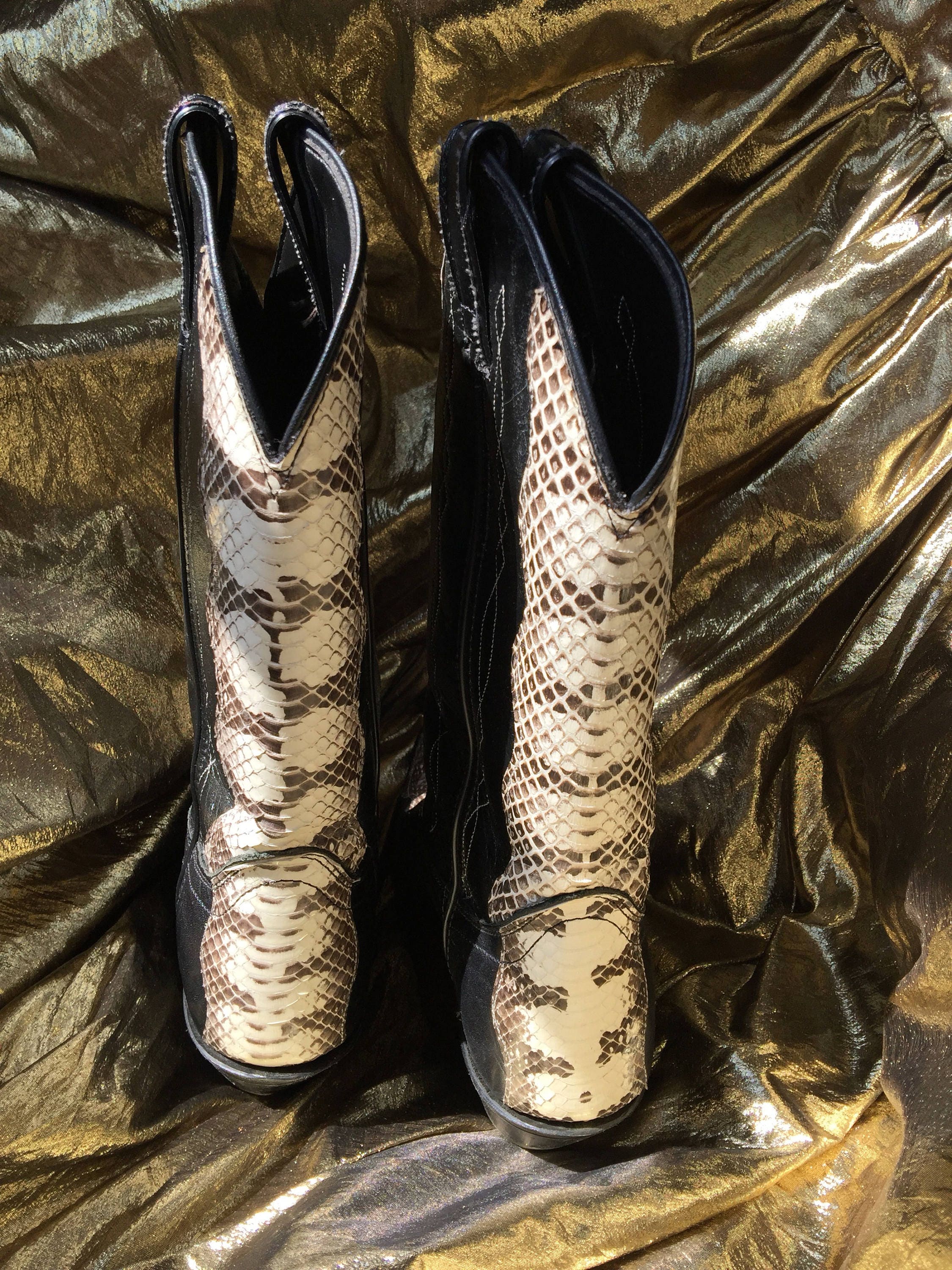 Vintage 'Laredo' Cowboy Boot | Black Leather | Snake Skin | Python ...