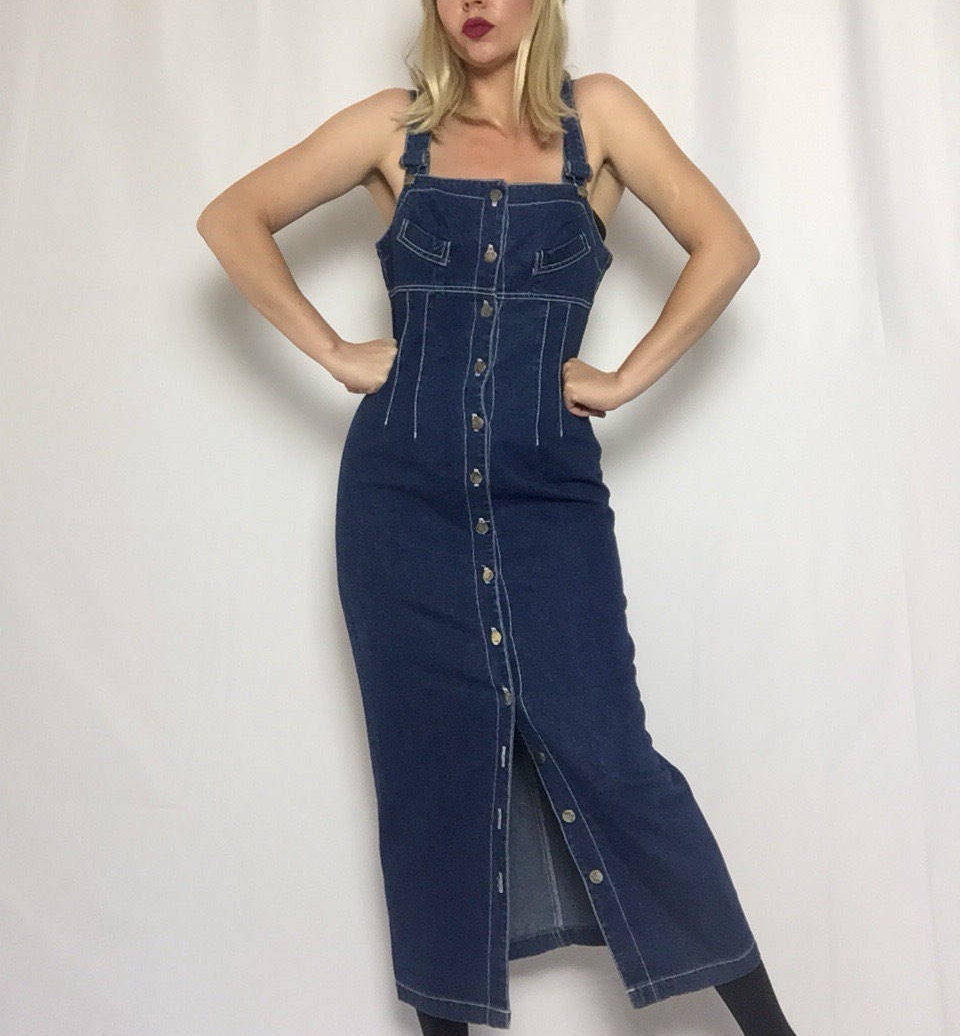 Vintage 'Paris Blues' Jean Overall Dress | Button Up | Norma Jean ...