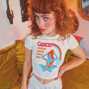 Vintage Zodiac ‘CANCER’ Crop Top Astrology Water Sign