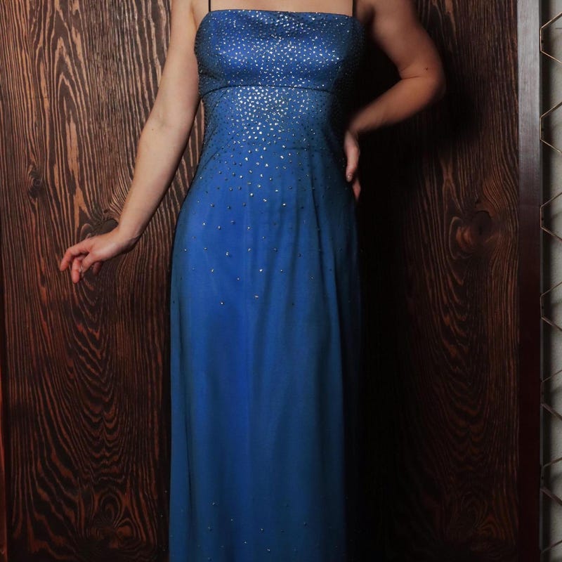 90s glitter one shoulder formal dress - L/XL