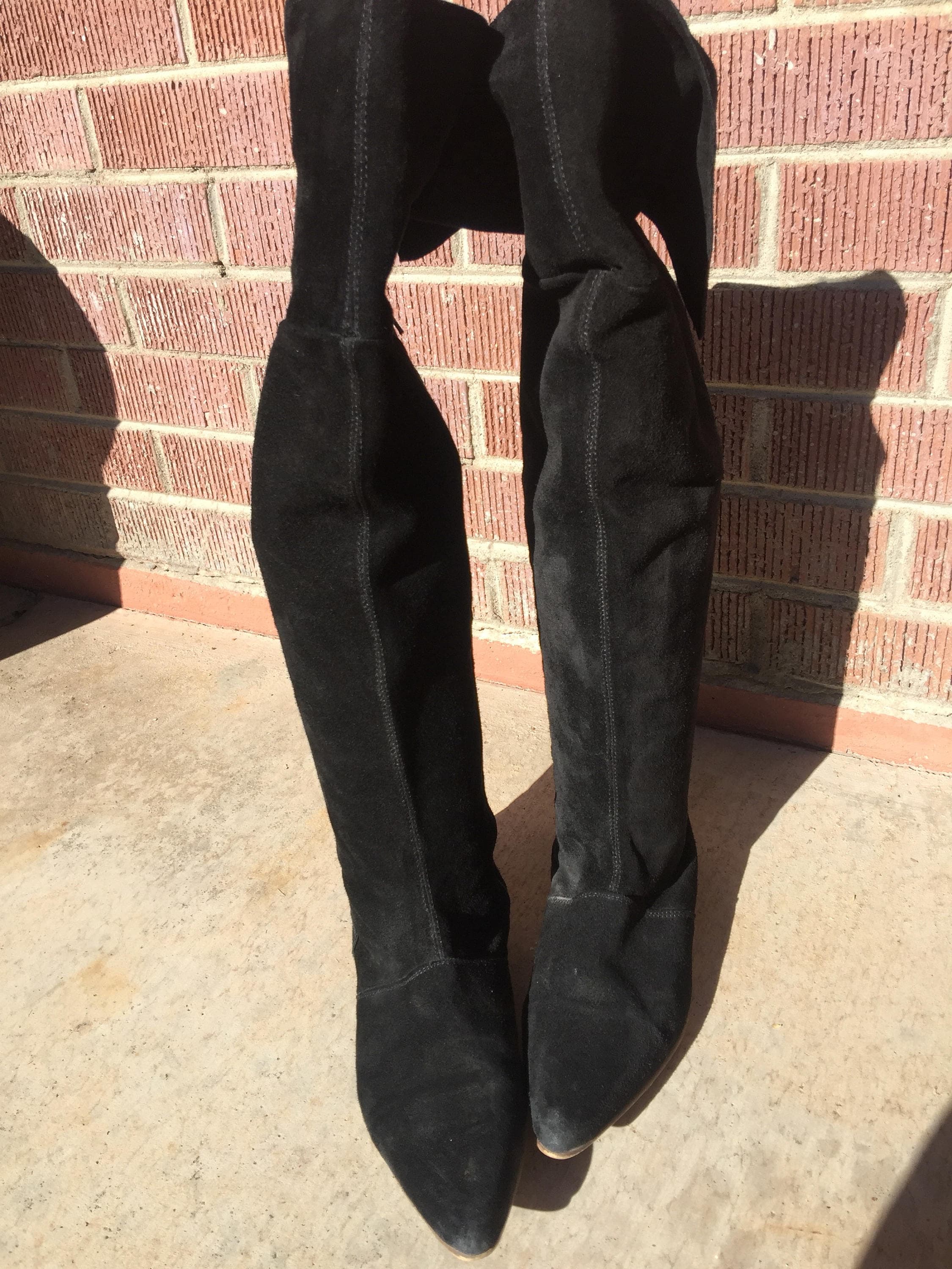 Vintage 'Saks Fifth Avenue' Made in Spain Black Suede Boots | Thigh ...