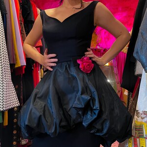 Vintage 1960's Fun and Unique Black Peplum Dress With Rose image 3