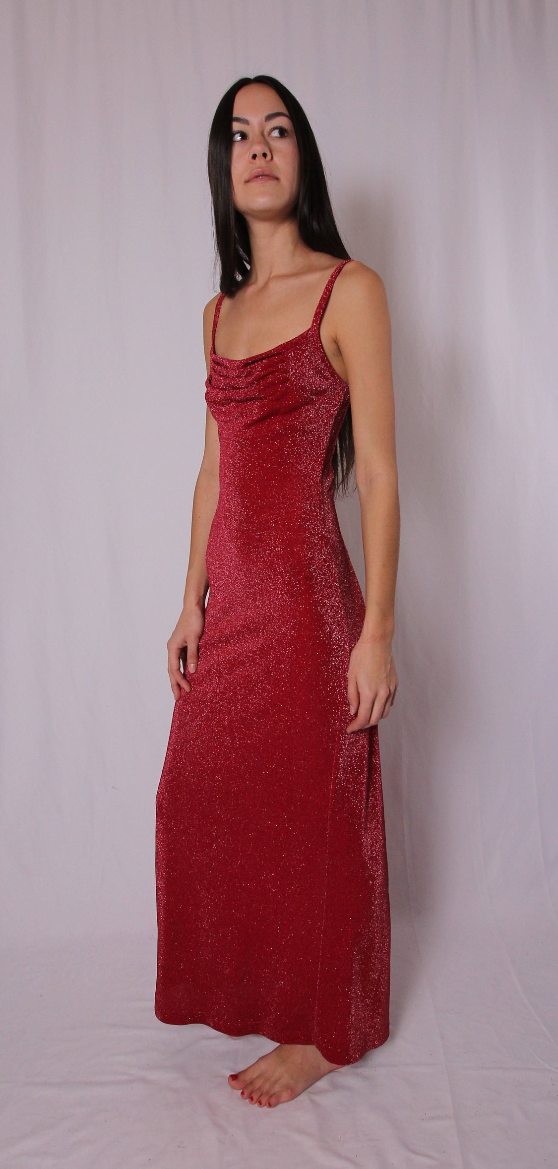 Vintage 90's 'All That Jazz' Sexy Red and Silver Metallic Sparkle Dress