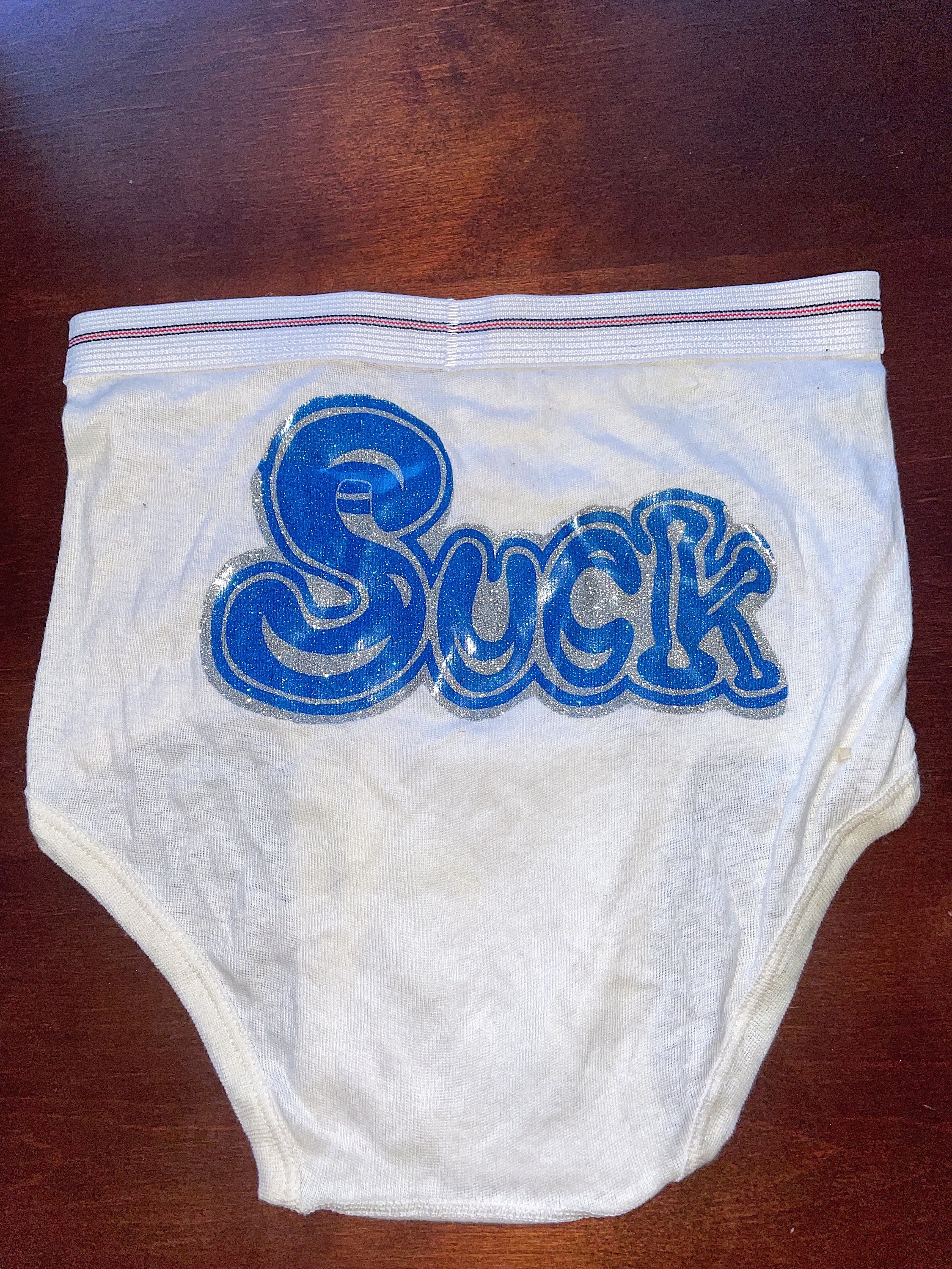 Vintage 'SUCK' Deadstock 70's Unisex Mens Underwear Brief Boyfriend Shorts