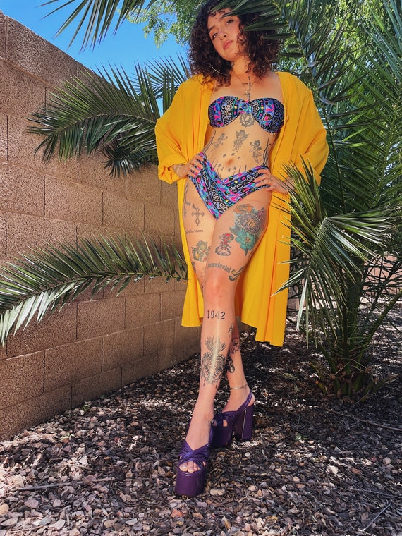 Vintage 90's 'Sabrina' Yellow Long Duster or Coverup