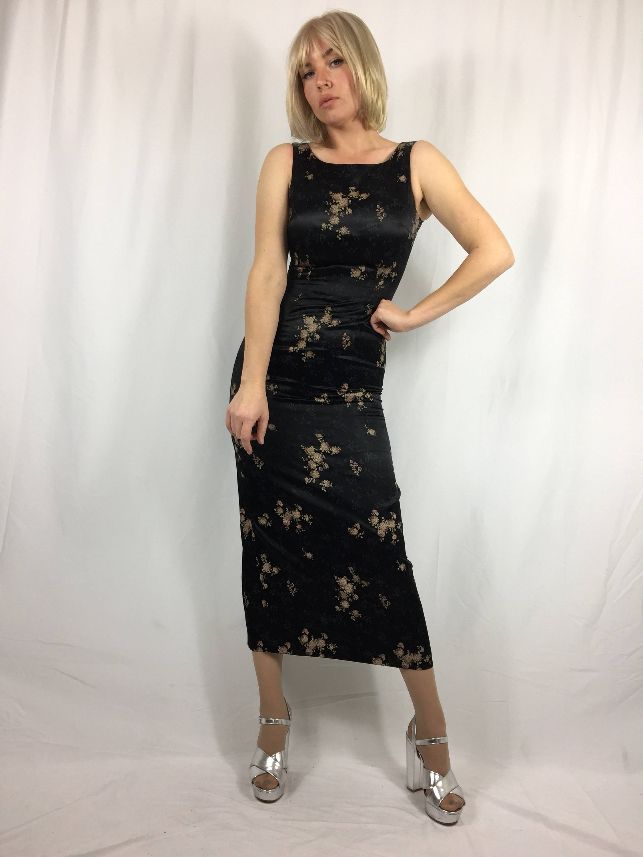 Vintage 90's 'All That Jazz' Black Dress Satin Geisha Goth