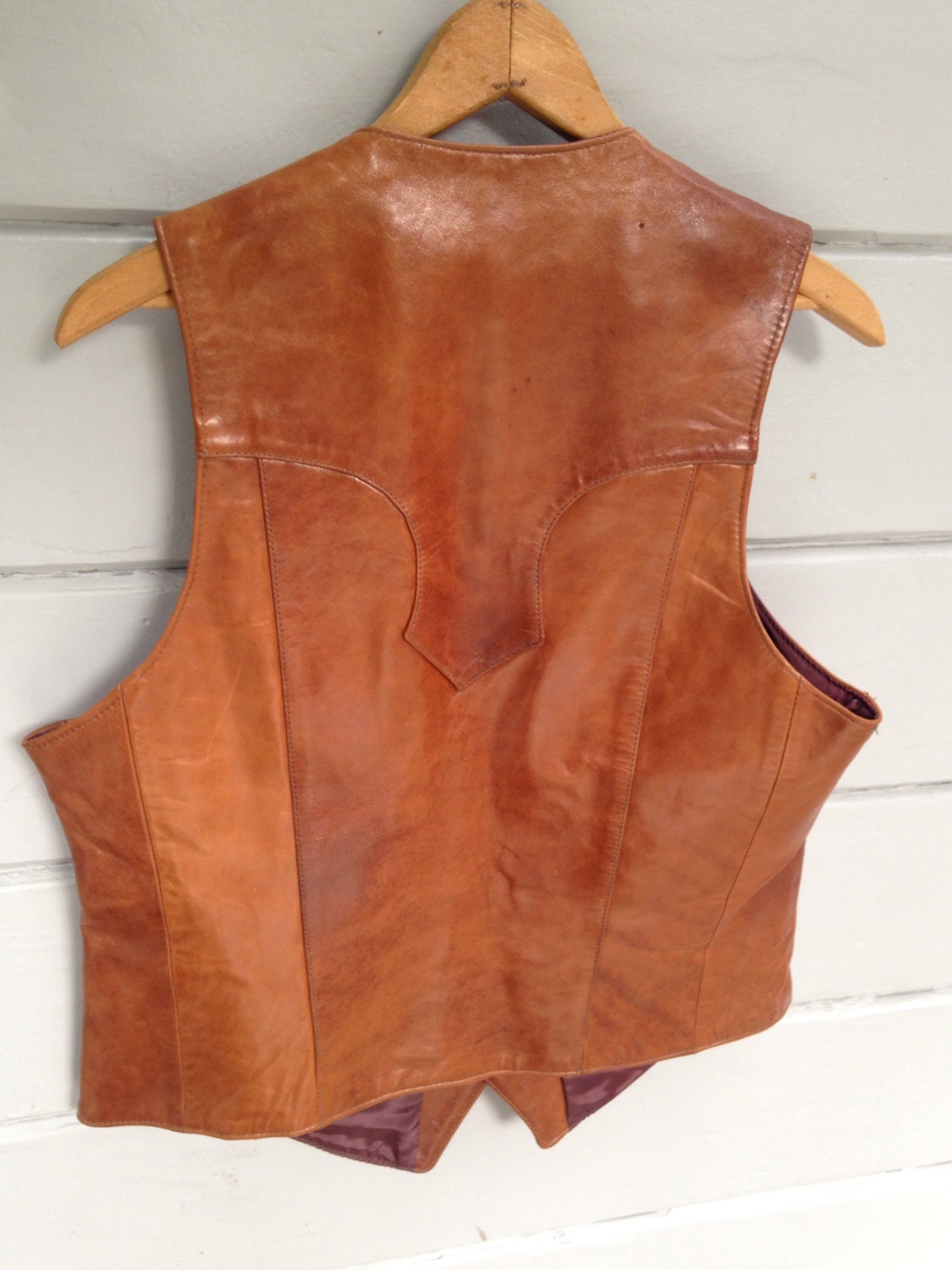 Mens Vintage Continental Leather Vest | Western | Cowboy | Chestnut ...