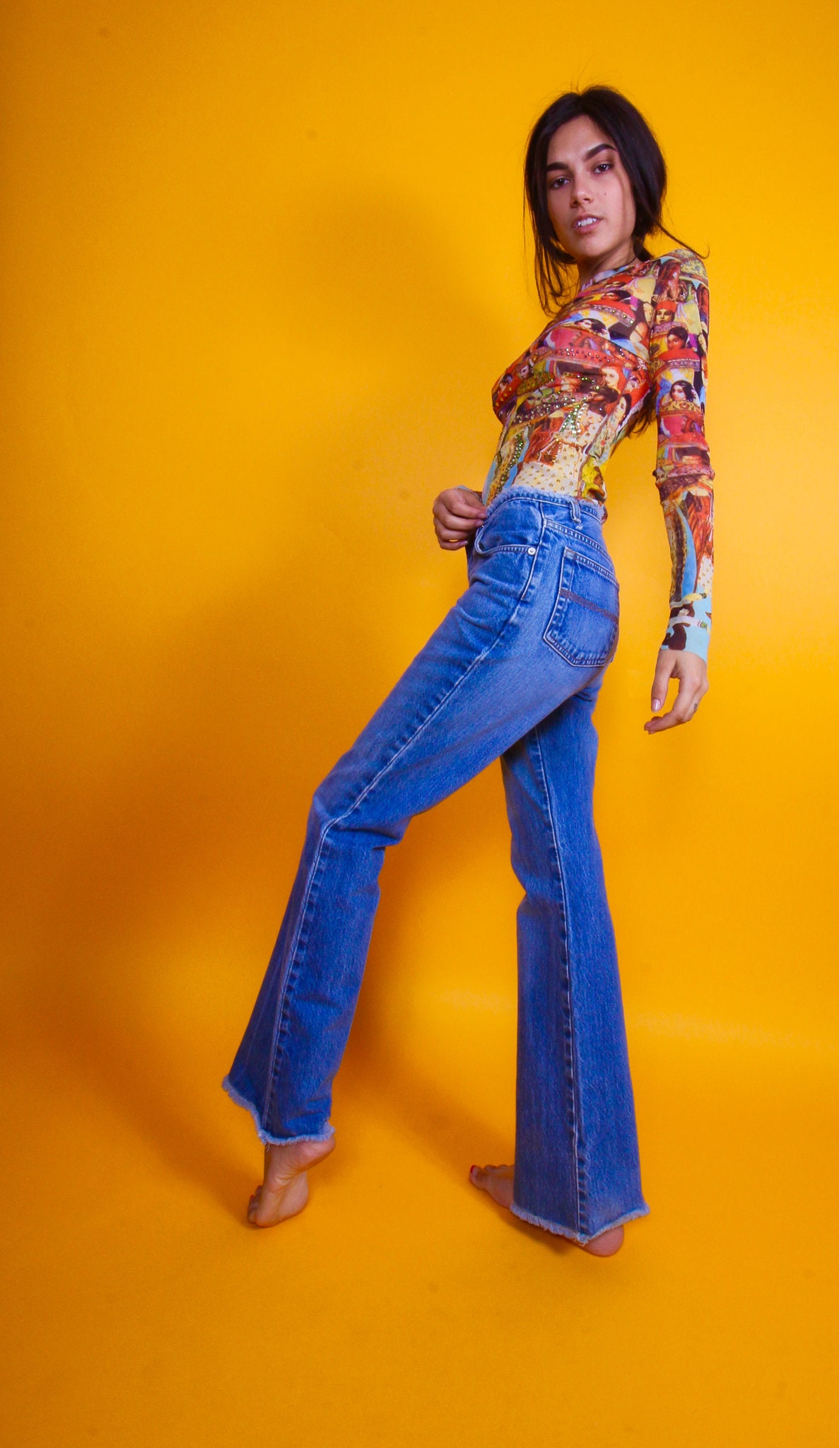 Vintage 'Express' Frayed Low Rise Jeans | Flared | Brittany Spears ...