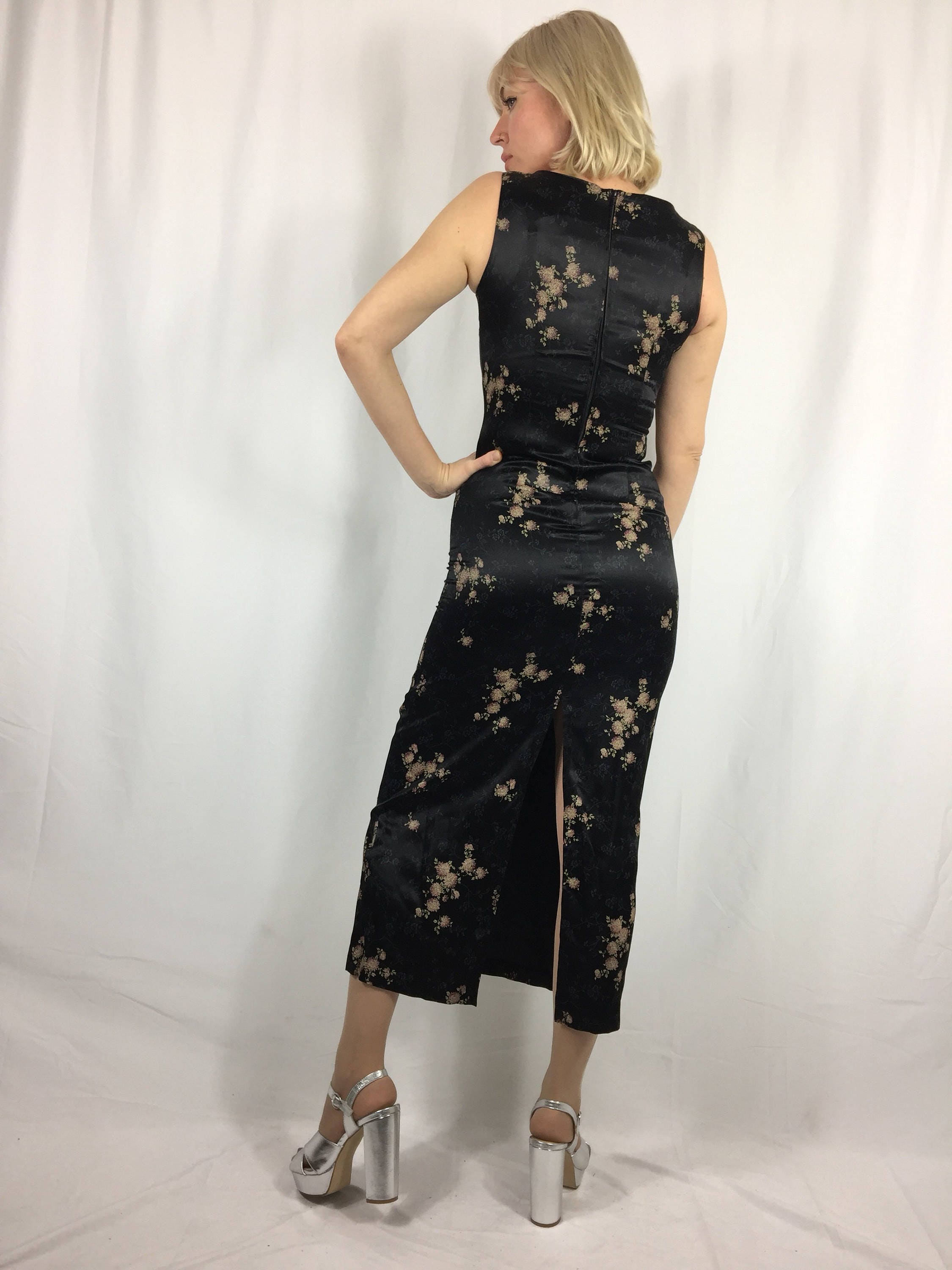 Vintage 90's 'All That Jazz' Black Dress Satin Geisha Goth