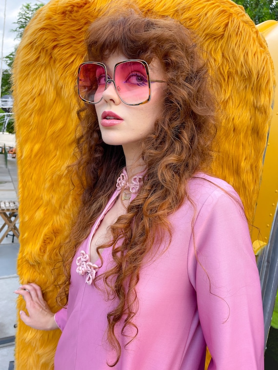 Vintage Oversized 70's Rose Pink Gradient Sunglasses