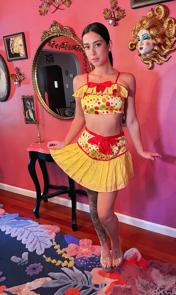 Vintage One of a Kind Pin Up Polka-Dot Burlesque Clown Costume