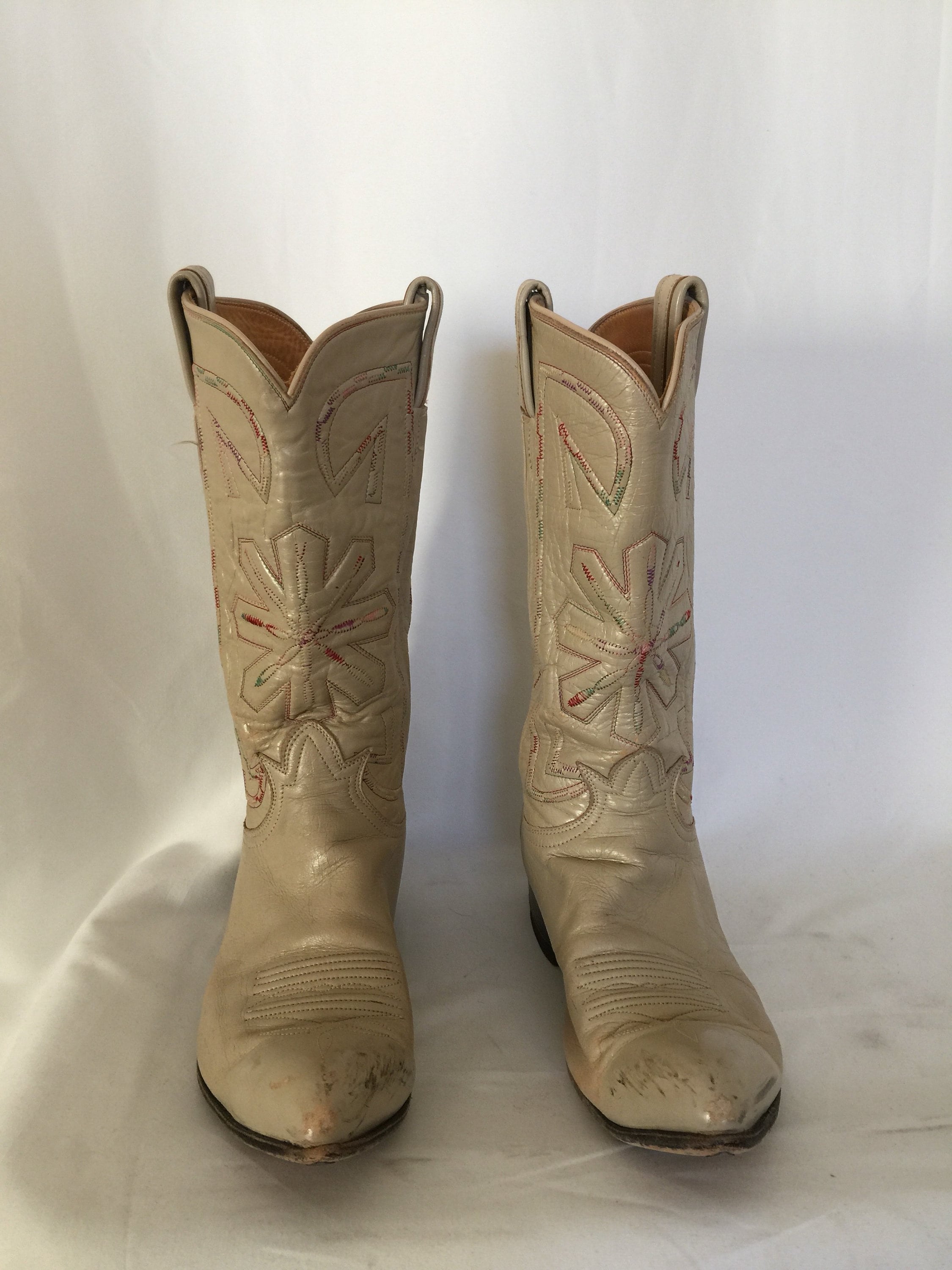 Vintage 'Tony Lama' 280 El Paso Texas Cowgirl Boots Western Cream