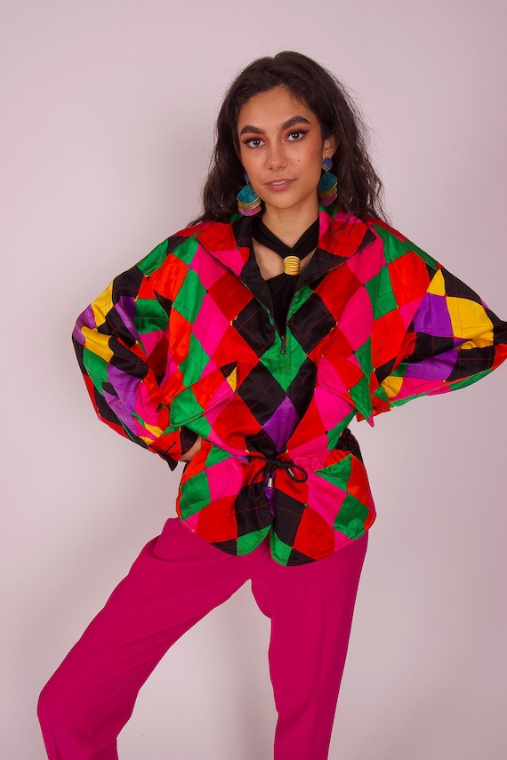 Vintage Rainbow Diamond Silky Reversible Jacket