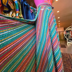Vintage Deadstock 100% Cotton Boho Festival Striped Wrap Skirt