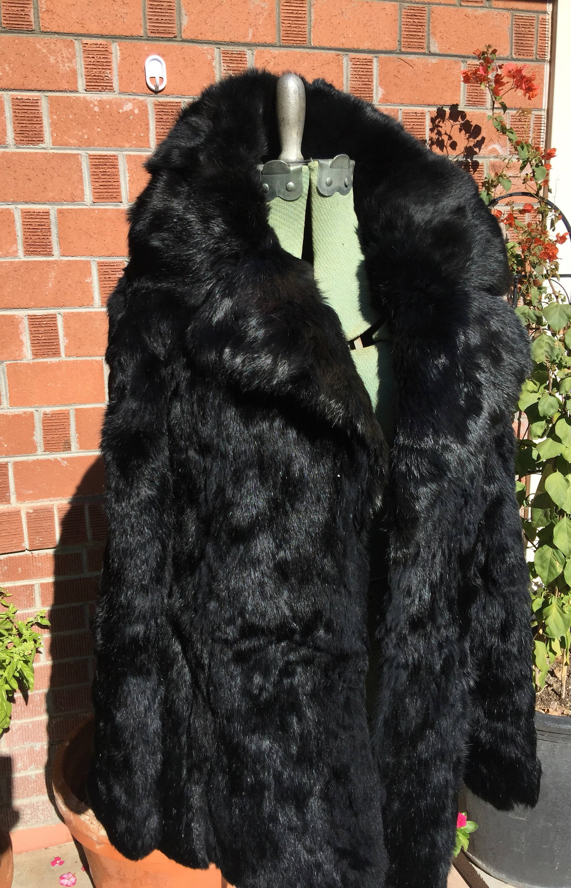 Vintage 'Elan' Black Rabbit Fur Coat Silky Glamorous Ultra Soft